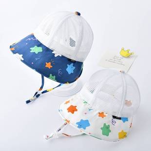 热销厂家6一12月婴儿帽薄夏款 遮阳宝宝帽子儿童防晒遮阳帽渔夫帽