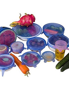 5pcs Reusable Silicone Stretch Lids Wrap Bowl Pot Cover Food
