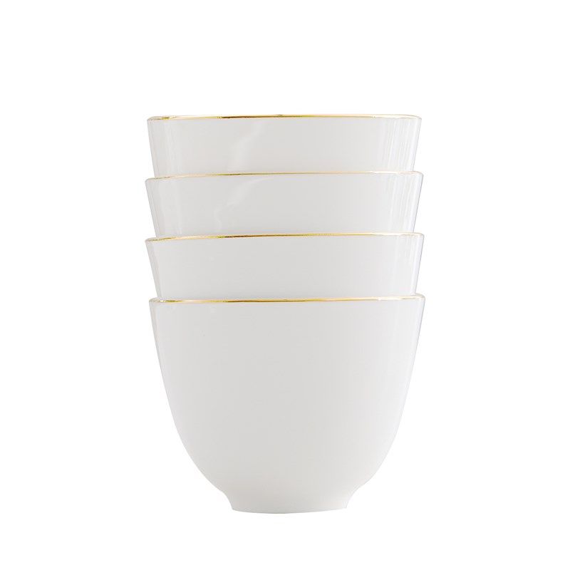 4个装骨瓷酒店小茶杯摆台陶瓷杯金边直筒杯餐厅饭店无把杯茶杯子,餐饮具,茶杯,淘宝优惠券,粉丝福利购,淘宝优惠卷