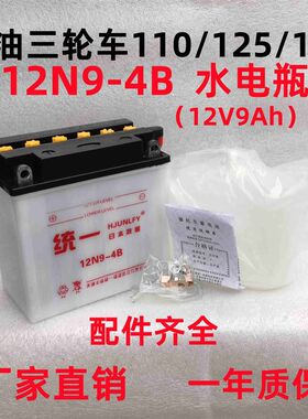 小众高货汽油三轮车110/125/150/175水电瓶12V9Ah大容量12N9-4B摩