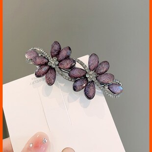 水钻夹子头饰花朵夹子半扎发边夹女后脑勺妈妈气质盘发夹顶夹