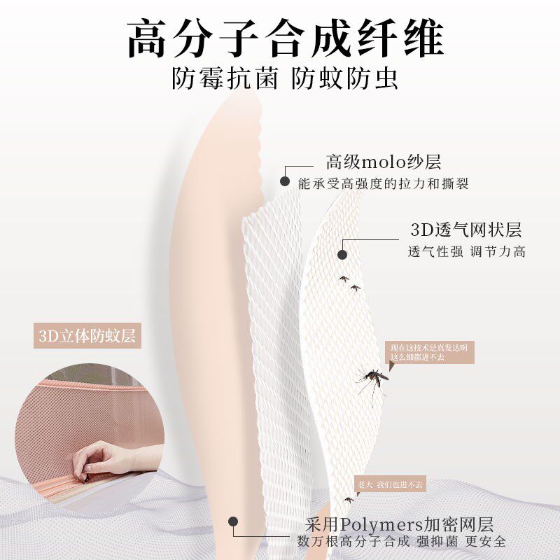 2024新款拉链床单一体式防摔蚊帐家用卧室免安装儿童婴儿防止掉床
