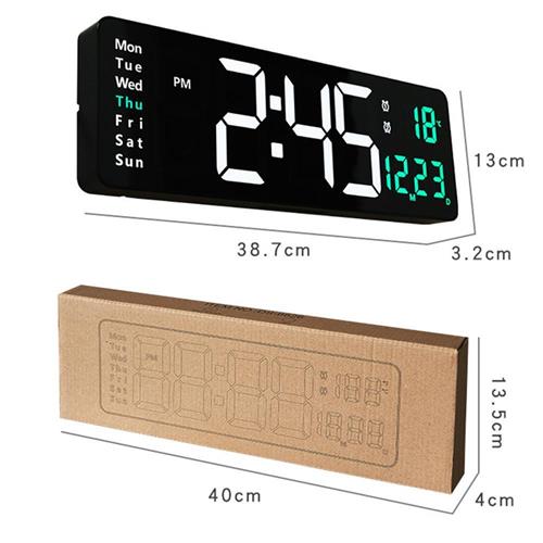 新品Large Digital Wall Clock Remote Control Temp Date Week D