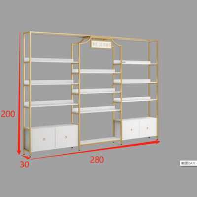 北欧轻奢美容院产品展架架金色化妆K货展示柜品示美甲店落