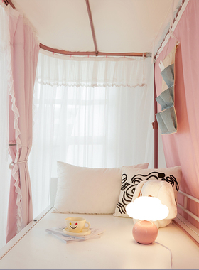公主风学生蚊帐宿舍专用uu型轨道牀帘强遮光帘窗帘上下铺帘子围帘