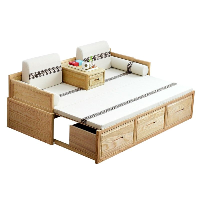 新中式罗汉床实木沙发推拉床家用小户型白蜡木可伸缩床贵妃榻定制,住宅家具,罗汉床,淘宝优惠券,粉丝福利购,淘宝优惠卷