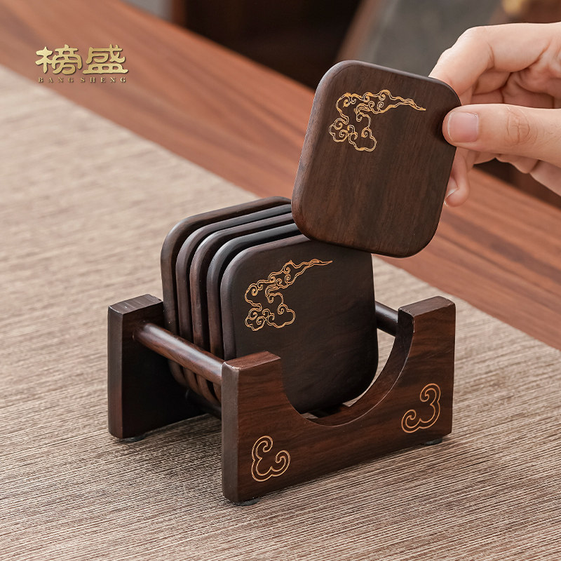 黑檀木祥云杯垫茶垫茶杯垫茶道功夫茶杯托中式茶具配件木质隔热垫,餐饮具,杯垫,淘宝优惠券,粉丝福利购,淘宝优惠卷