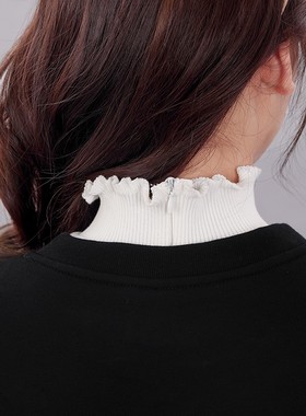 假领子百搭假衣领入秋高领白色雪纺百褶荷叶边立领内搭气质打底领