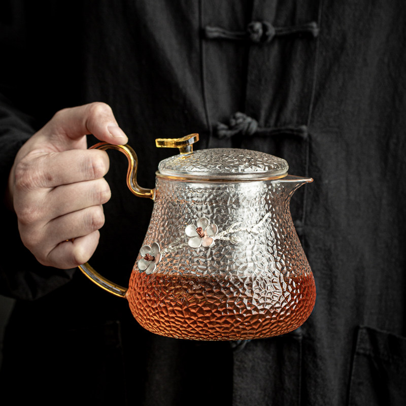 馨玉坊锤纹加厚玻璃茶壶耐高温泡茶壶办公家用玻璃水壶过滤花茶壶,餐饮具,茶壶,淘宝优惠券,粉丝福利购,淘宝优惠卷