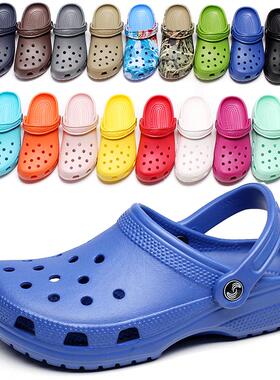 2021夏季新款沙滩鞋洞洞鞋男女情侣透气防滑包头凉R拖鞋男大码464