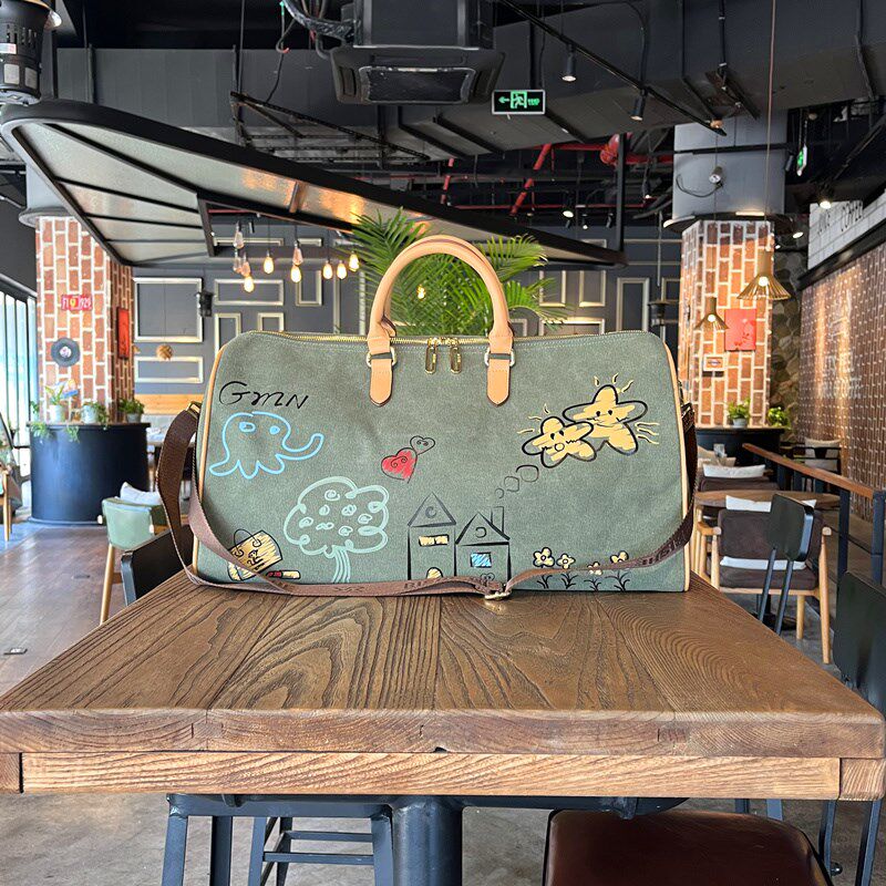 涂鸦帆布手提包大容量短途旅行包干湿分离健身包行李袋收纳袋时尚,箱包皮具/热销女包/男包,旅行袋,淘宝优惠券,粉丝福利购,淘宝优惠卷