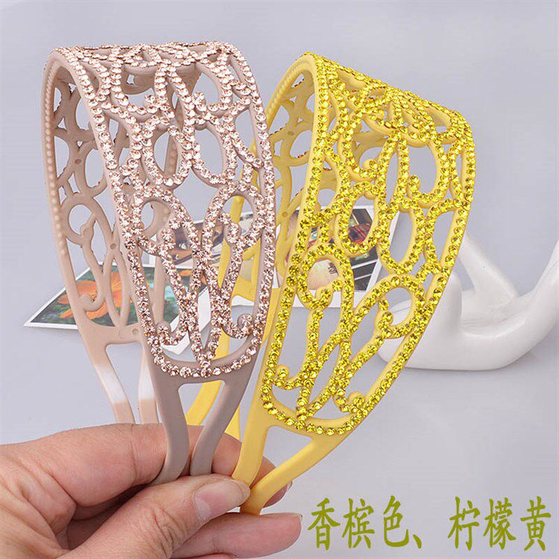 头箍女压发防滑发卡百搭外出水钻网格头饰宽边洗脸用碎发发捆发箍