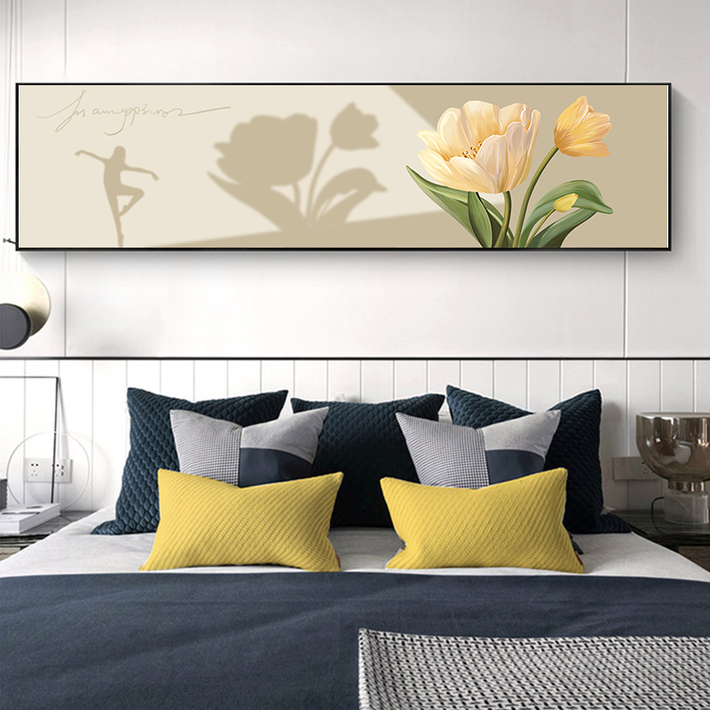 急速发货现代简约卧室画床头挂画奶油风花卉画创意背景墙装饰画简图片