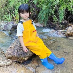 连身宝宝玩水玩沙全身抱婴袋裤 儿童雨裤 水鞋 一体钓鱼裤 雨衣赶 雨鞋