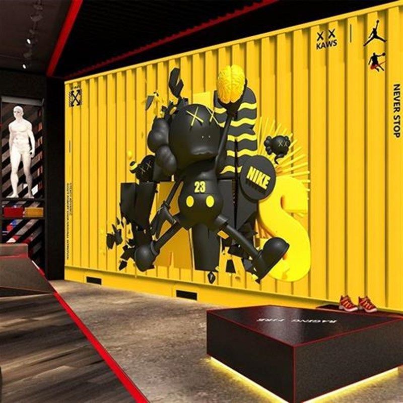 铁皮集装箱背景墙布定做墙贴餐厅服装店酒吧壁纸定制墙纸涂鸦墙面,家装主材,定制壁画,淘宝优惠券,粉丝福利购,淘宝优惠卷