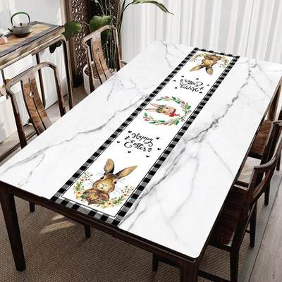 网红Easter Rabbit Table Runner Happy Easter Rabbit Long Tabl