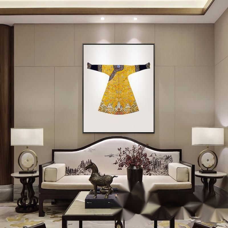 黄马褂挂画清朝皇帝龙袍装饰画客厅书房办公室玄关壁画宫廷风墙画
