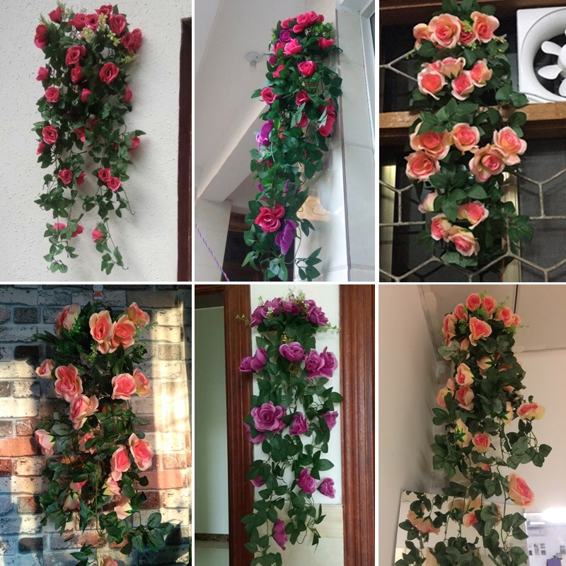 仿真花藤条假花藤蔓塑料花藤室内客厅墙壁壁挂吊篮装饰花植物墙面