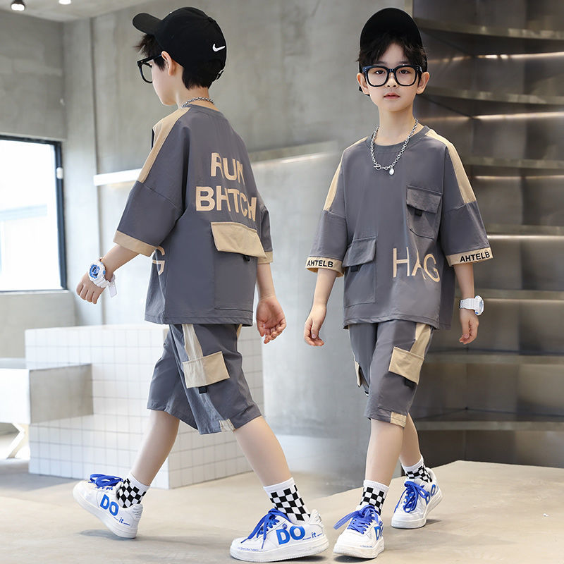 新品男童夏装套装2023新款儿童短D袖夏季帅气网红炸街夏款两件套