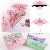 太阳伞女防晒防紫外线双层雨伞晴雨两用折叠刺绣蕾丝公主遮阳洋伞