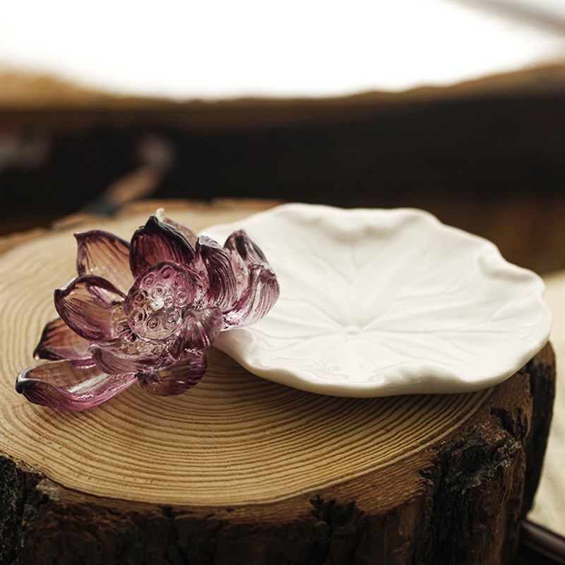 家居香插香座七宝琉璃紫色莲花线香插点香器荷叶塔香座香薰托盘,家居饰品,香托/香盘/香座/香插,淘宝优惠券,粉丝福利购,淘宝优惠卷