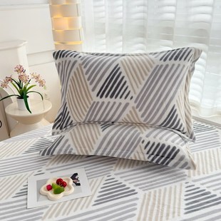 冬季 法兰珊瑚绒单人枕头套48cmx74cm单个枕芯套 牛奶绒枕套一对装