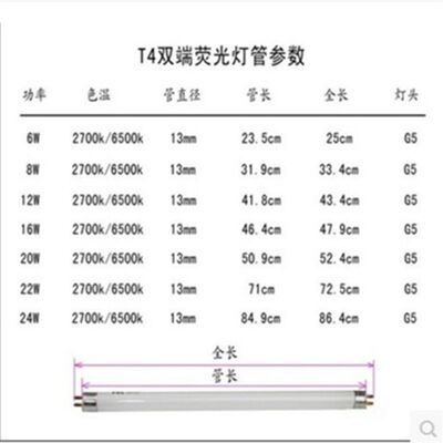 T4T5三基色灯管长条家用日光节能老式油烟机镜前灯卫生间小灯