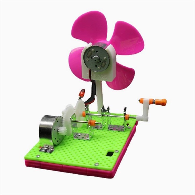 儿童DIY手摇发电风扇模型科技小制作手工小发明拼装教具
