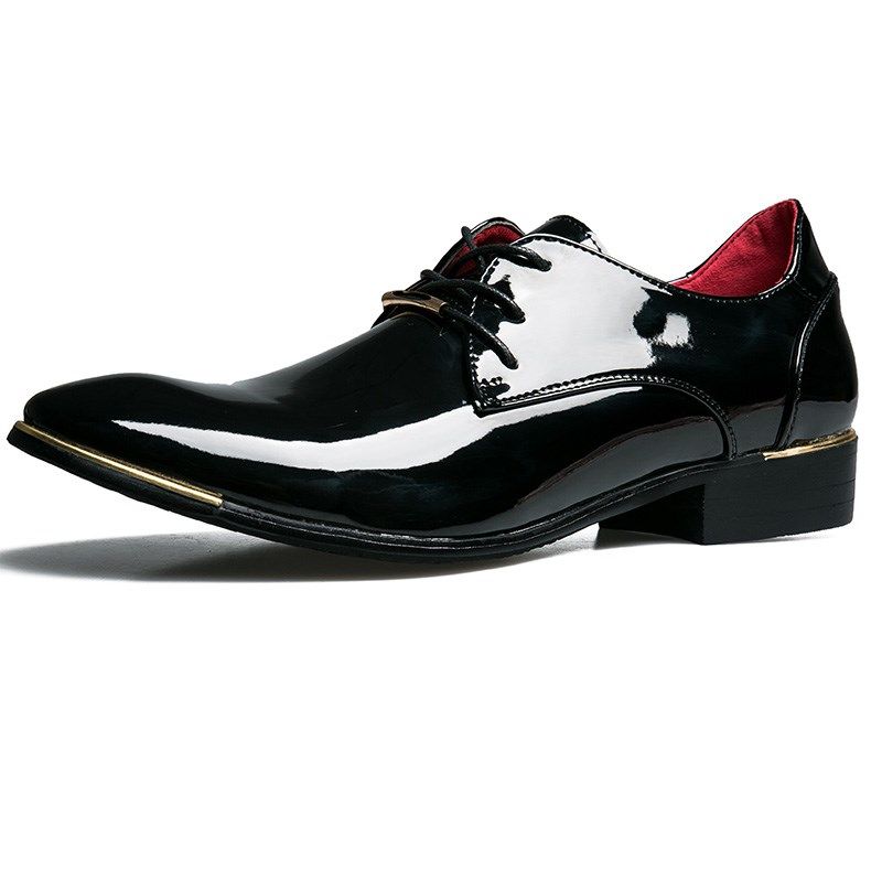 新款男士英伦韩版正装尖头透气皮鞋男商务软底内增高百搭休闲男鞋