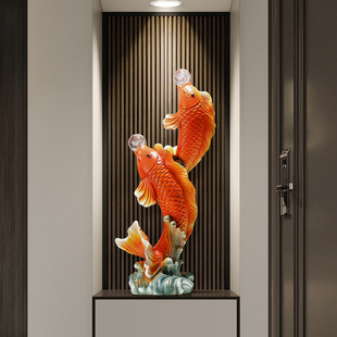 年年有鱼入户玄关装饰品客厅电视柜旁边落地锦鲤摆件乔迁新居现货