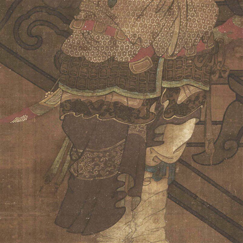 赵孟頫关羽关公五十三岁真像画像挂画国画装饰画客厅字画挂轴卷轴