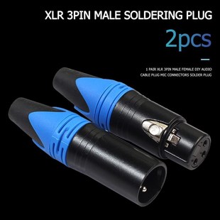 2pcs XLR 3Pin Audio Microphone Cable Connector Male+Female W
