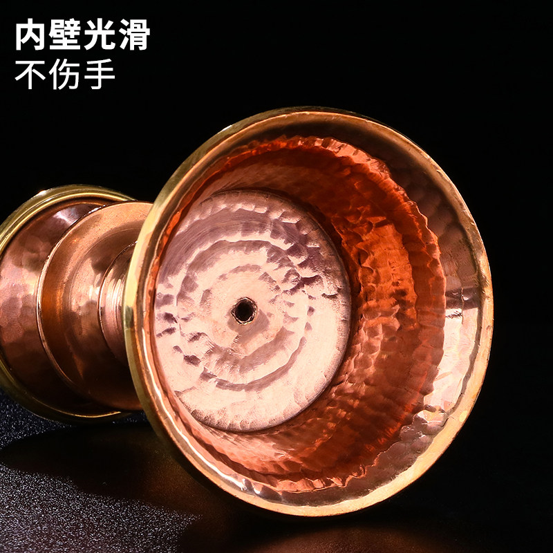 尼泊尔纯铜酥油灯灯座o 西藏式锤纹液体油底座 供佛长明灯架蜡烛