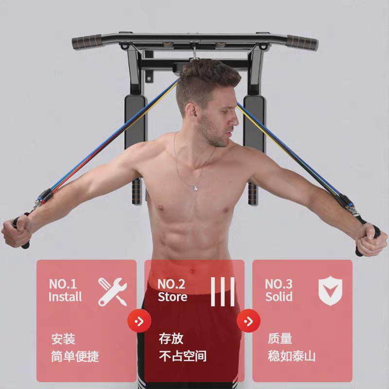 墙上单杠引体向上器家用健身器材室内单杠墙体打孔沙袋架子双杠架