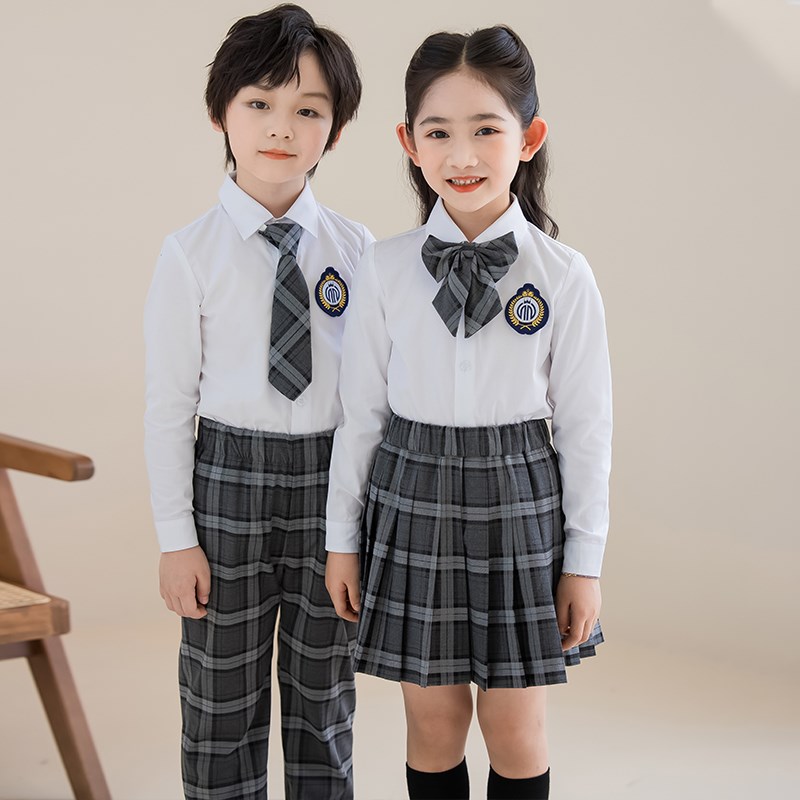 英伦风灰色西装校l服套装小学生秋冬装新款男女童日韩马甲幼儿园