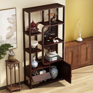 新中式博古架实木中式茶室装饰品置物架多宝阁摆件现代简约展示柜