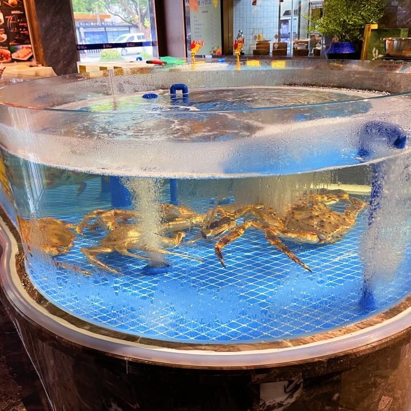 新款海鲜缸大型固定式鱼缸海鲜池商用异型玻璃缸海水缸可全国厂家