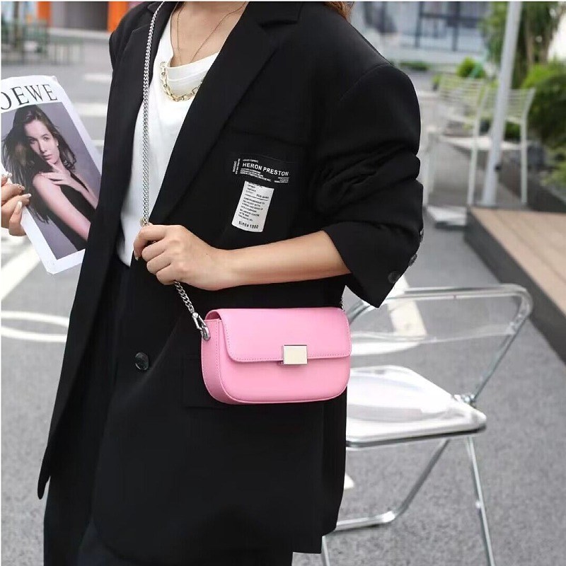 新品真皮女包韩版百搭夏季时尚牛皮女单肩链条甜美淑女小方包小包