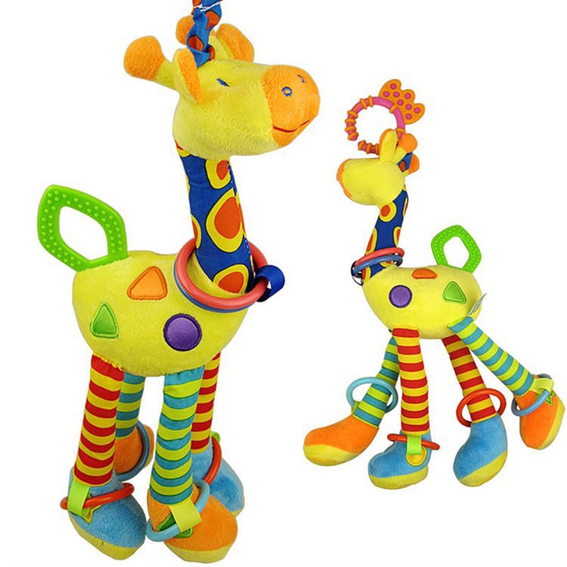 网红New Arrival  Soft Giraffe Animal Handbells Rattles Plush