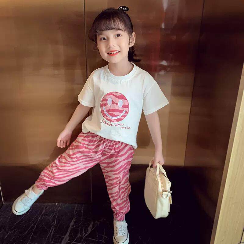 韩国女童套装夏装2023新款儿童装小女孩洋气时髦女宝宝运动两件套