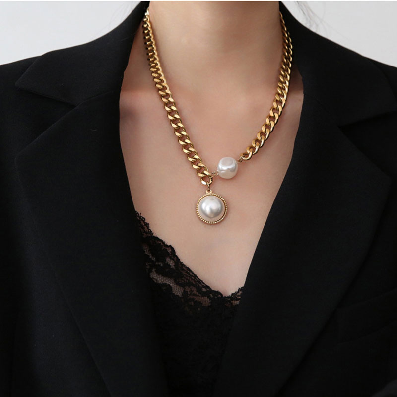 速发Baroque Irregular Pearl Necklaces for Women Thick Chains