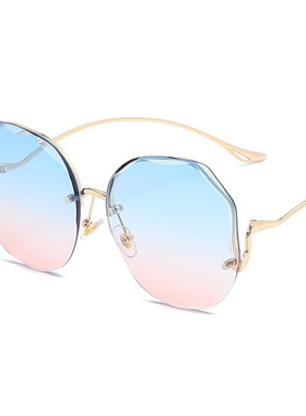 工厂销2023e Luxury Round Gradient Sunglasses Women Metal Cur