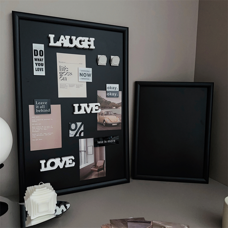 创意磁性黑板装饰框留言板可擦画板冰箱贴L展示板 咖啡馆桌面摆件