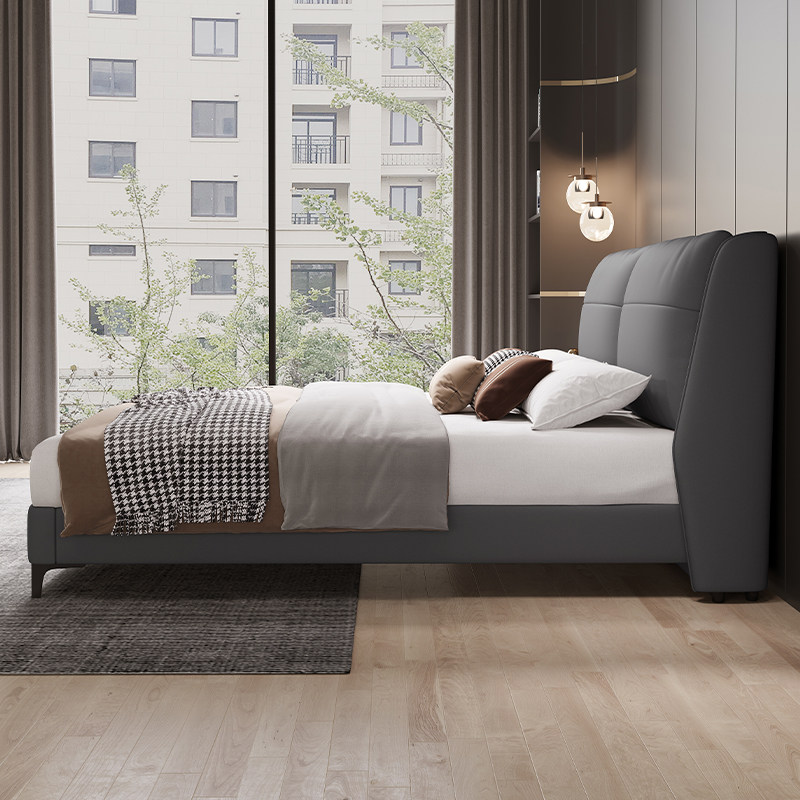 意式极简科技布床现代简约主卧轻奢软包婚床小户t型高箱储物双人