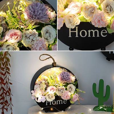 推荐Artificial flowers wall hanging flower pot suit and LED