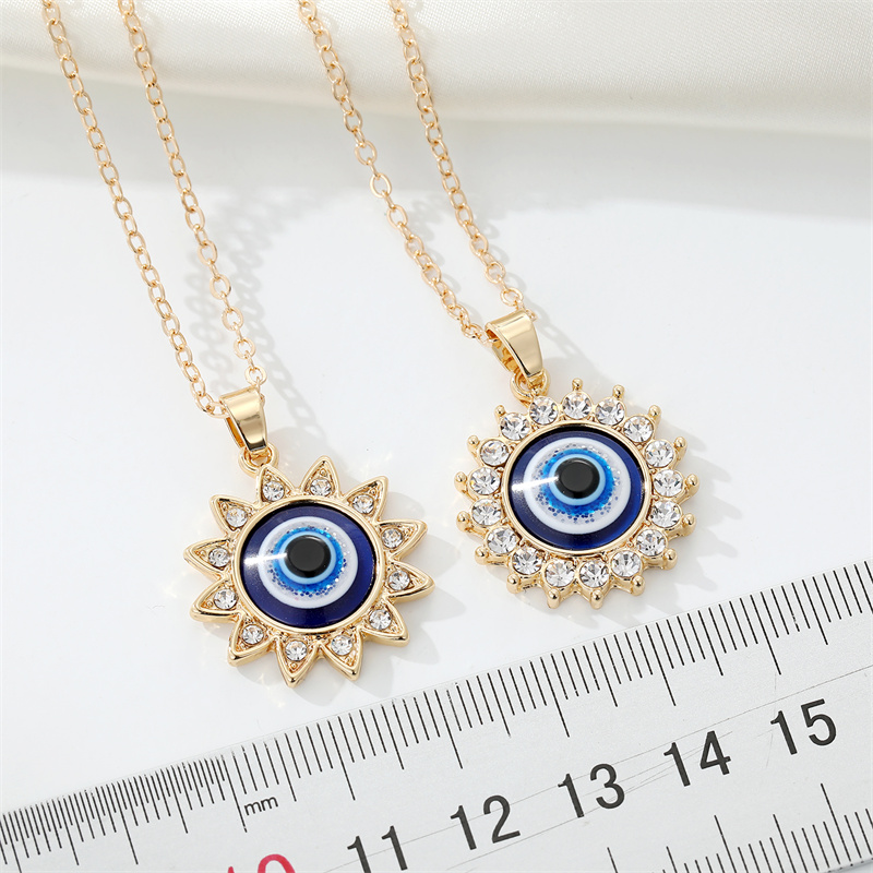 新品1pc Bling Sun Flower Evil Eye Necklace For Women Gift Sh