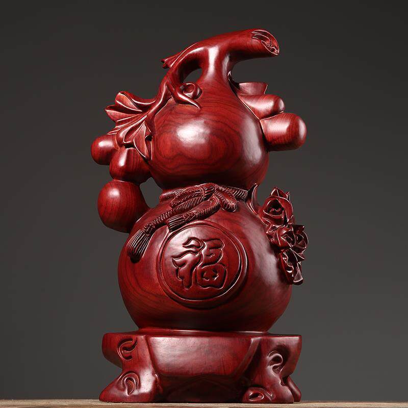 厂家直销黑檀木花梨m木葫芦摆件实木雕刻福禄多子多福装饰品工艺