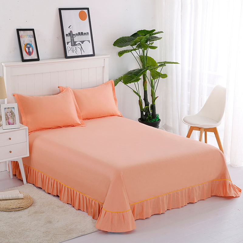 床单纯色单件白2*2.3被单枕套三件套纯棉单人灰色2021年新款高i.