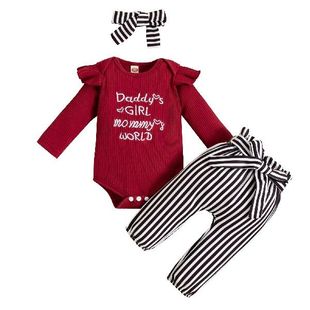 速发Baby Wrap Outfit Tops Boys Ribbed Headband Set Clothes