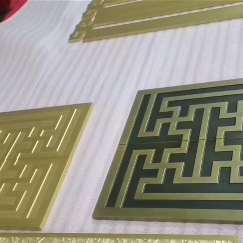 纯铜材质铜门装饰配件电视背景墙贴花不锈钢仿古铜色万字纹压花i.